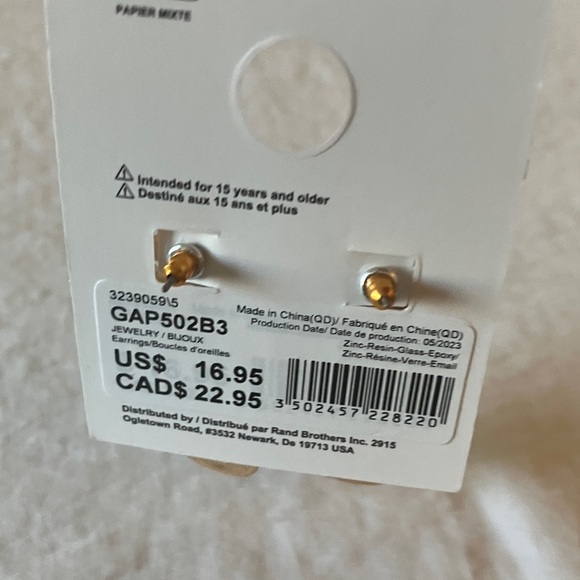 GAP: Green/Gold Tone Mitten  Earrings- Snowflakes- Christmas - Picture 10 of 13